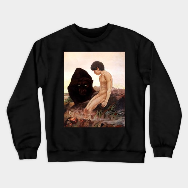 Jungle Book - Mowgli's Bagheera -Detmold Brothers Crewneck Sweatshirt by forgottenbeauty